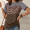 パンサー柄 切り替えTシャツ Mサイズ ブラウン